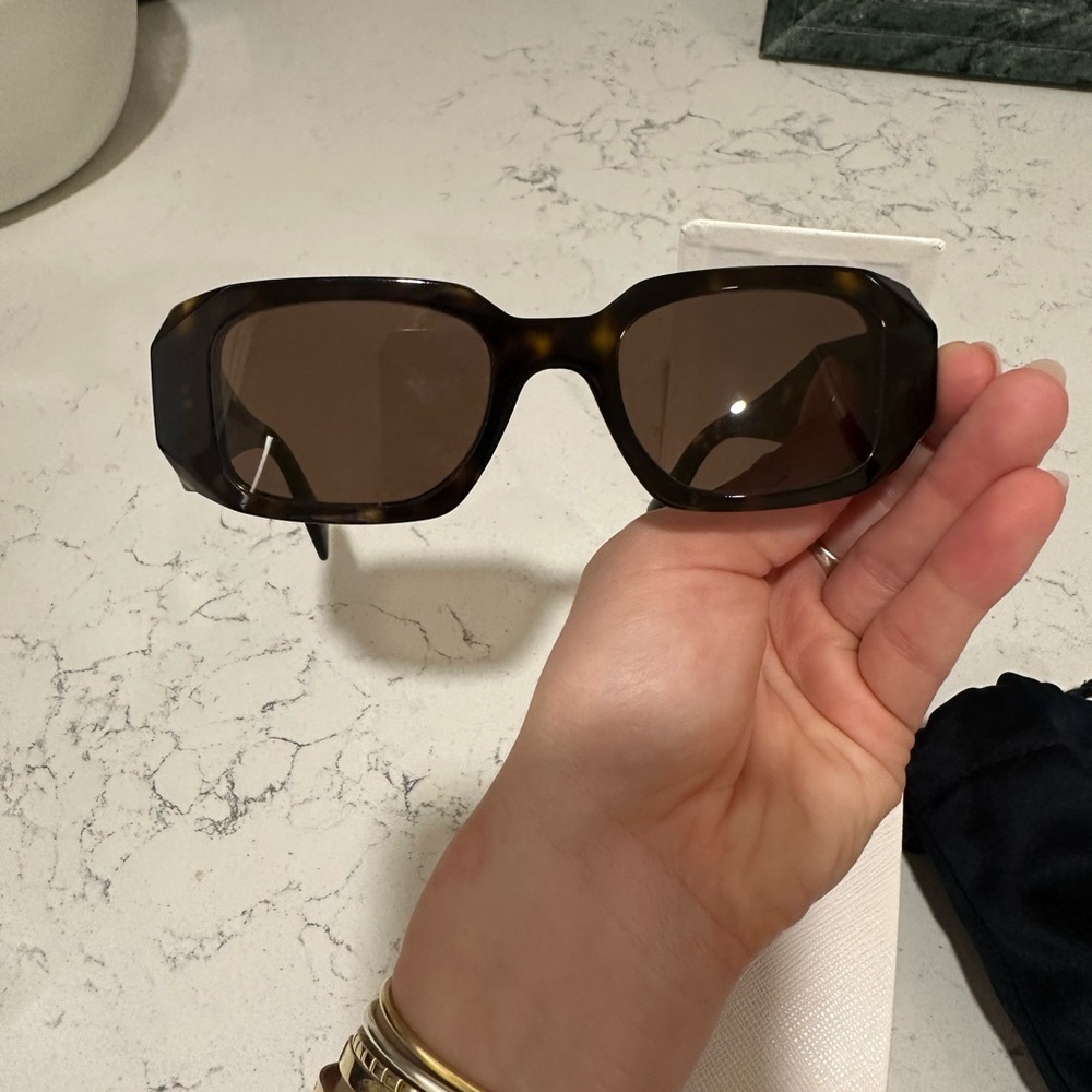 Prada Tortoise Shell Brown Rectangular Sunglasses with brown lease